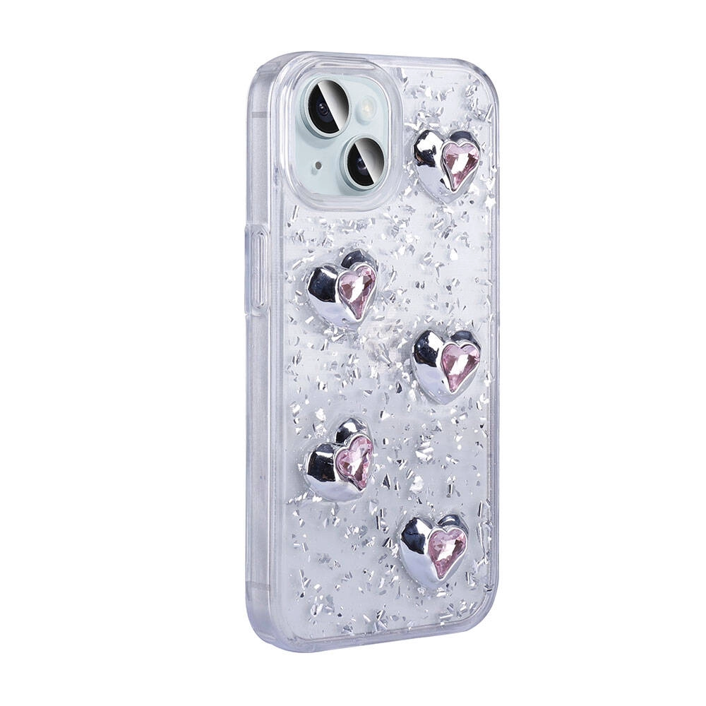 iPhone Uyumlu 15 Kılıf Airbagli Simli Arka Yüzey Zore Işıltı Silikon Kapak