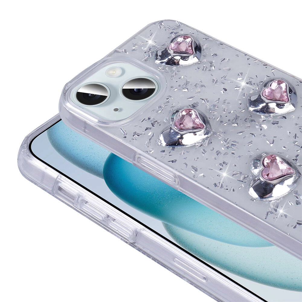 iPhone Uyumlu 15 Kılıf Airbagli Simli Arka Yüzey Zore Işıltı Silikon Kapak