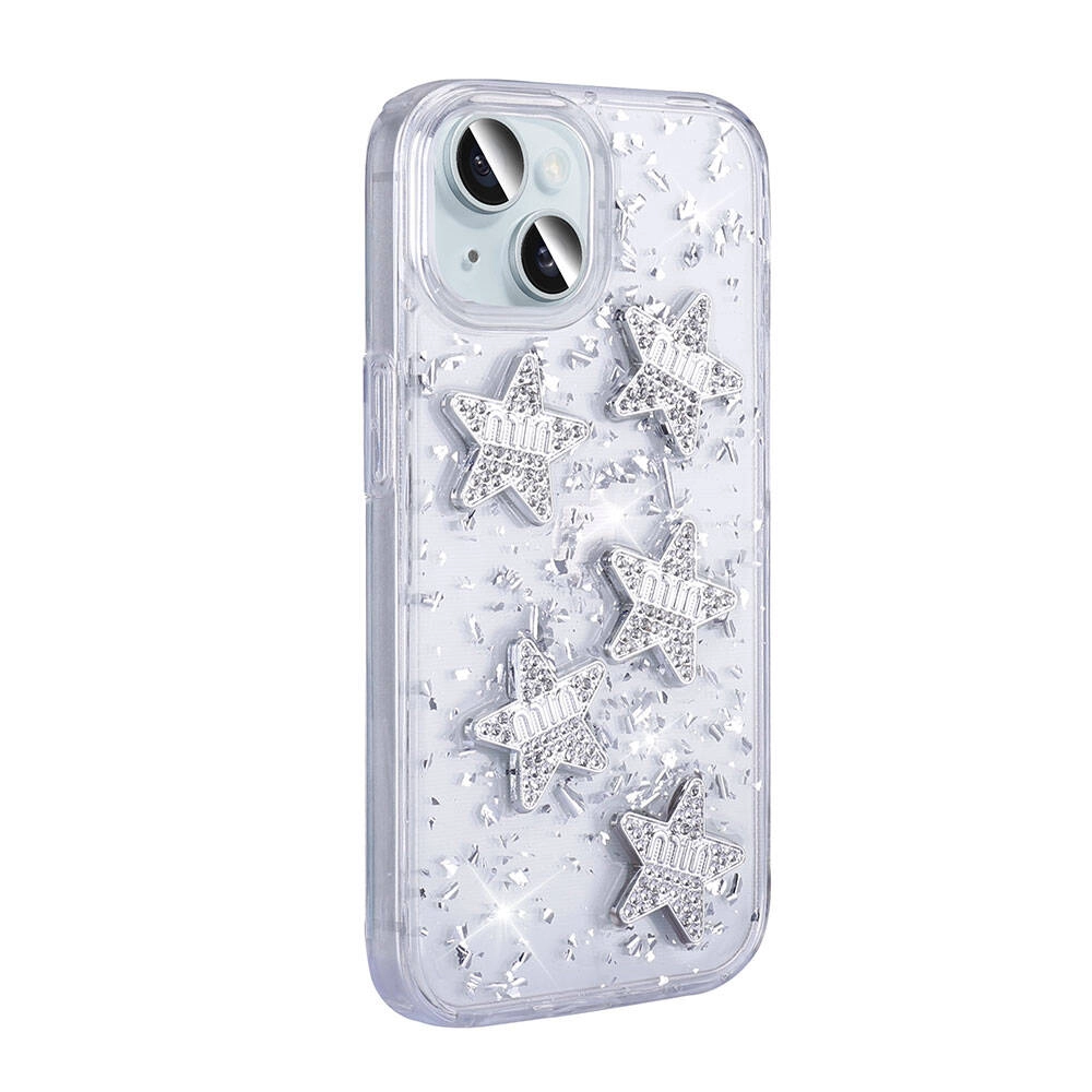 iPhone Uyumlu 15 Kılıf Airbagli Simli Arka Yüzey Zore Işıltı Silikon Kapak