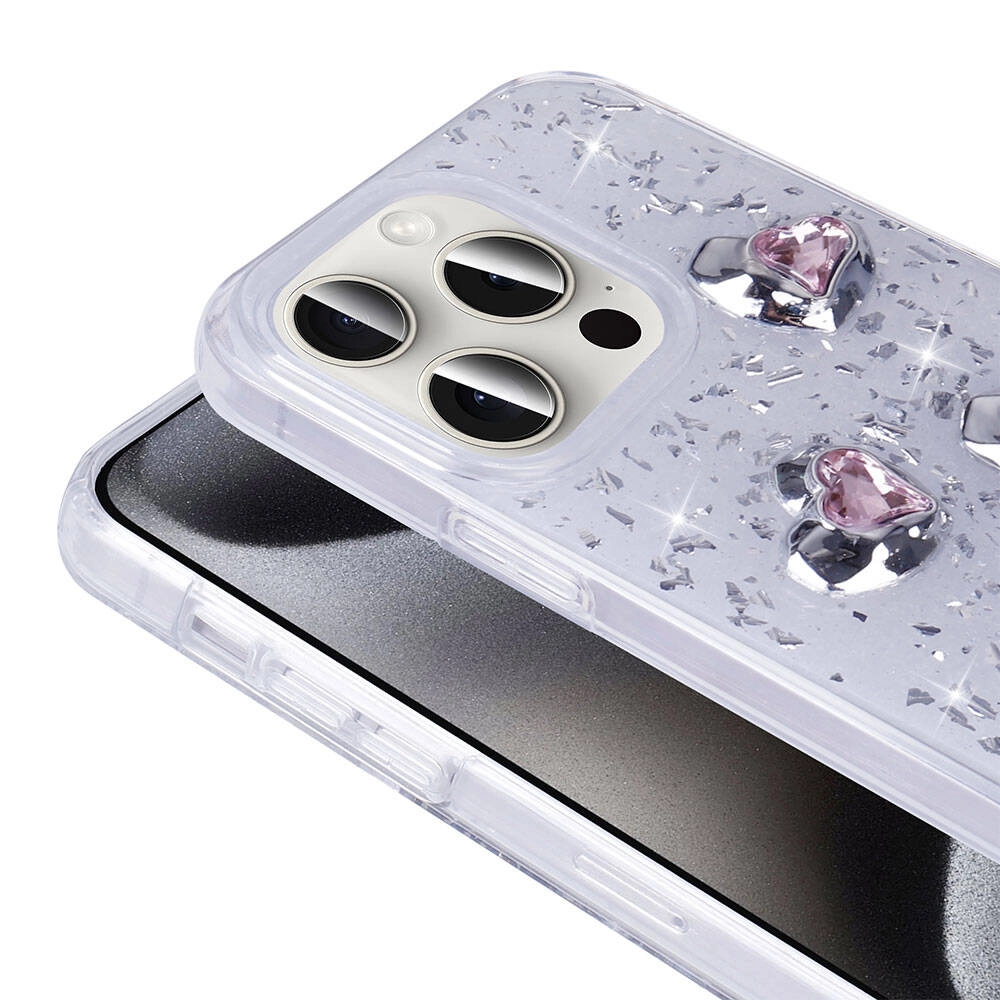 iPhone Uyumlu 15 Pro Kılıf Airbagli Simli Arka Yüzey Zore Işıltı Silikon Kapak