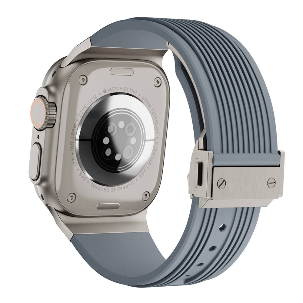 Watch Ultra 49mm Zore KRD-113 Spor Görünümlü Silikon Kordon-Gri