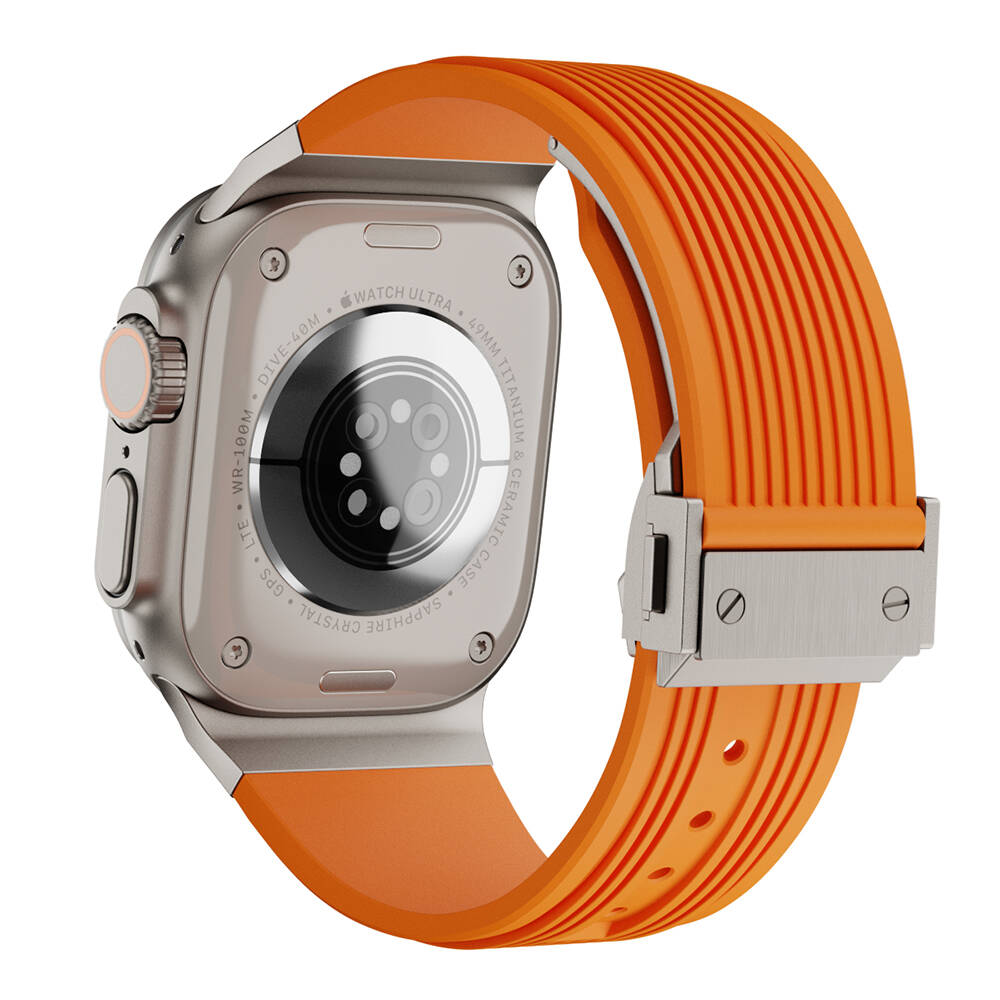 Watch Ultra 49mm Zore KRD-113 Spor Görünümlü Silikon Kordon-Turuncu
