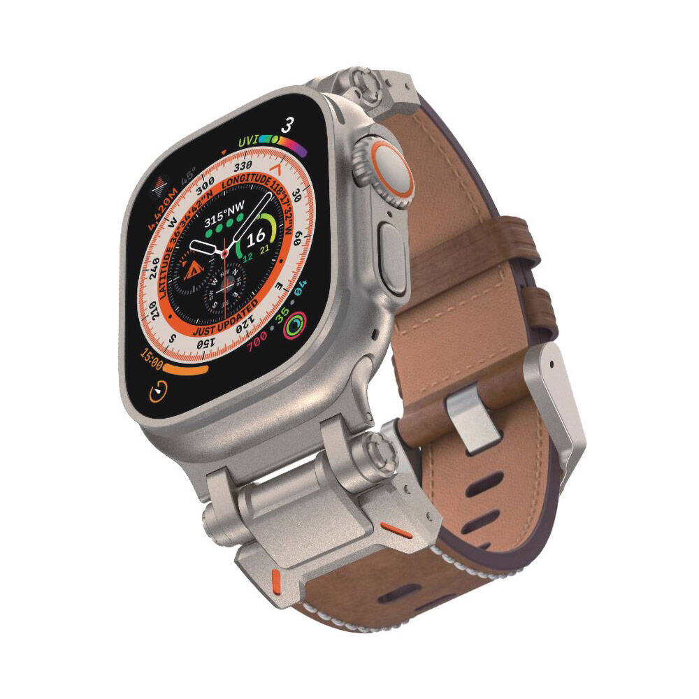 Watch 42mm Zore KRD-114 Metal Başlıklı Suni Deri Kordon-Açık kahve