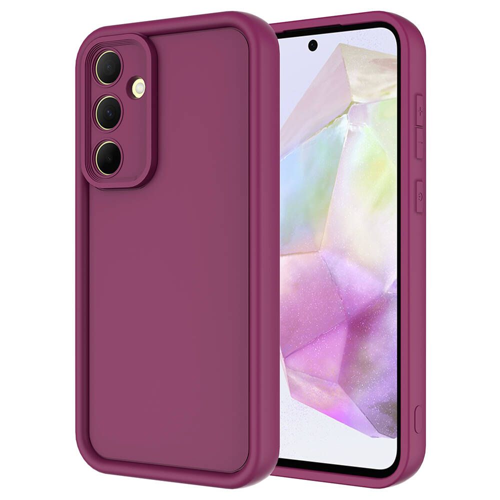 Galaxy Uyumlu A35 Kılıf Kamera Korumalı Zore Ananas Kapak-Mürdüm