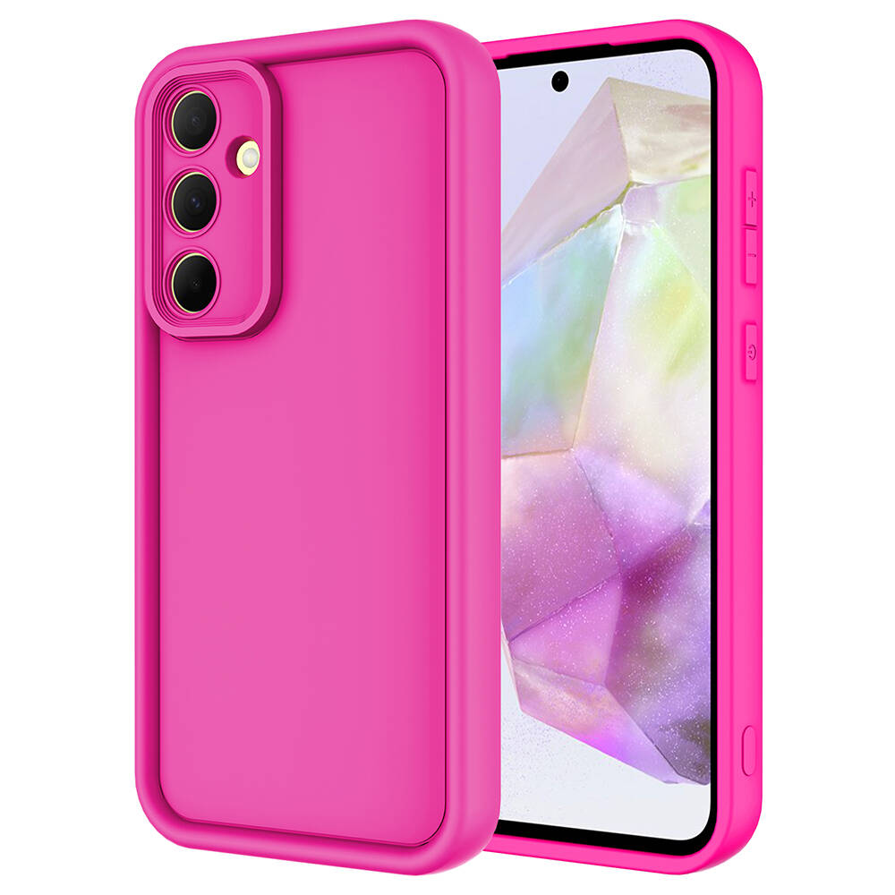 Galaxy Uyumlu A55 Kılıf Kamera Korumalı Zore Ananas Kapak-Pembe koyu