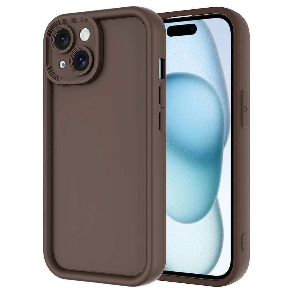 iPhone Uyumlu 13 Kılıf Kamera Korumalı Zore Ananas Kapak-Kahverengi