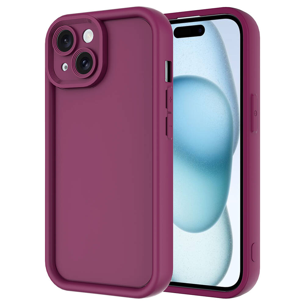 iPhone Uyumlu 13 Kılıf Kamera Korumalı Zore Ananas Kapak-Mürdüm