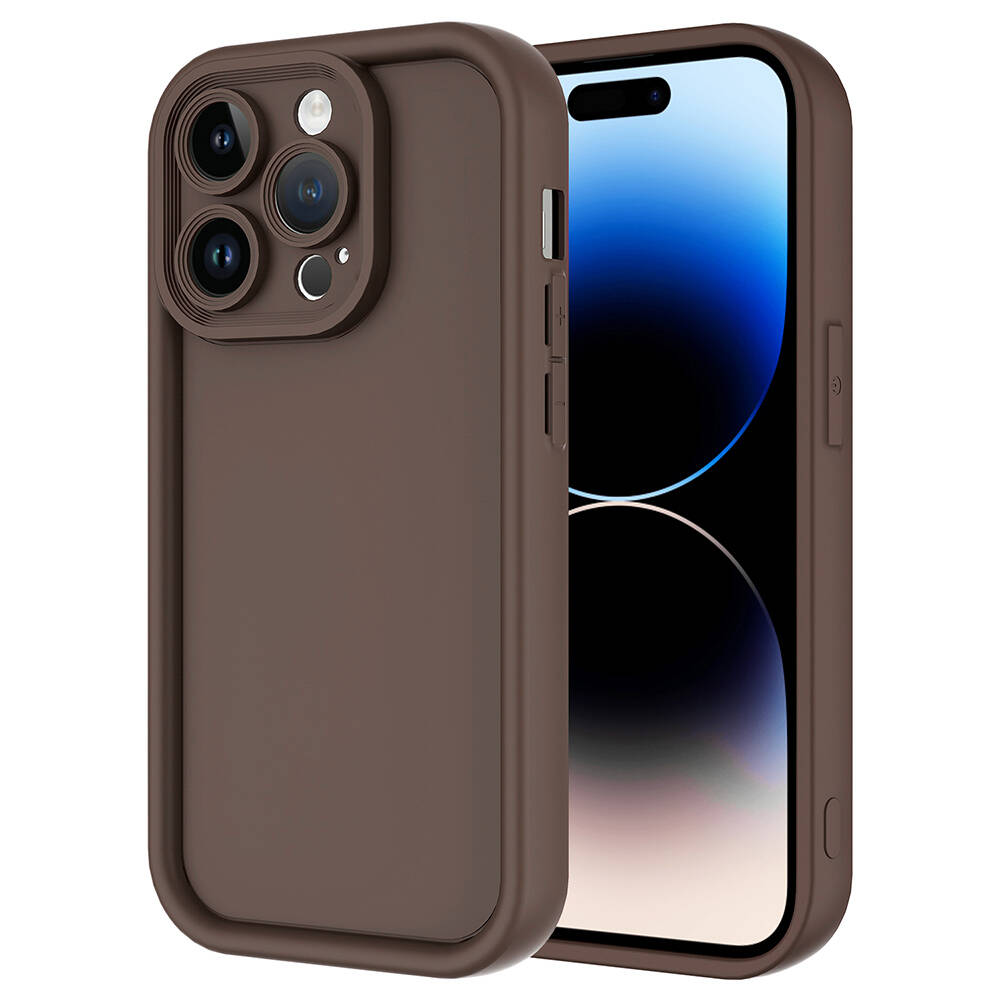 iPhone Uyumlu 14 Pro Max Kılıf Kamera Korumalı Zore Ananas Kapak-Kahverengi