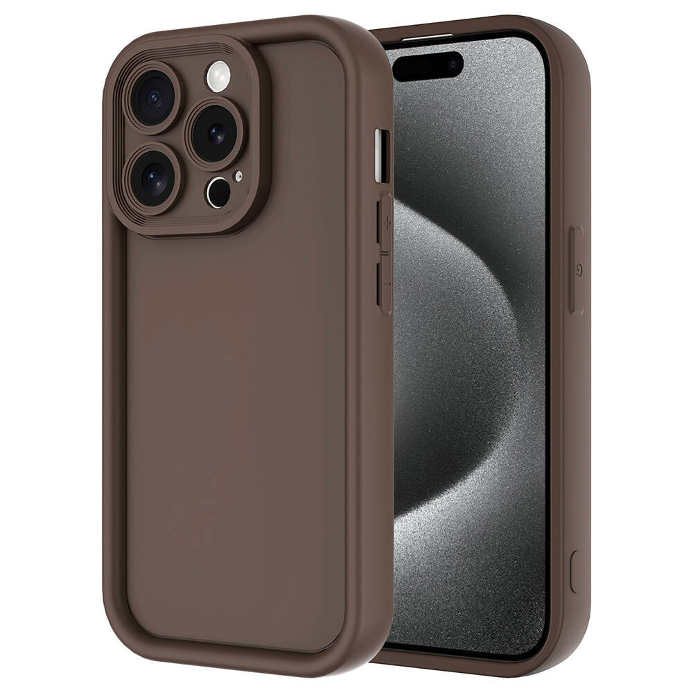 iPhone Uyumlu 15 Pro Kılıf Kamera Korumalı Zore Ananas Kapak-Kahverengi