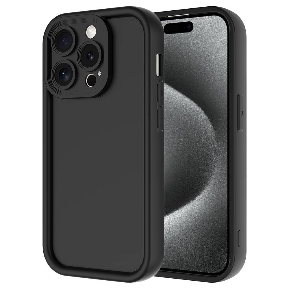 iPhone Uyumlu 15 Pro Kılıf Kamera Korumalı Zore Ananas Kapak-Siyah