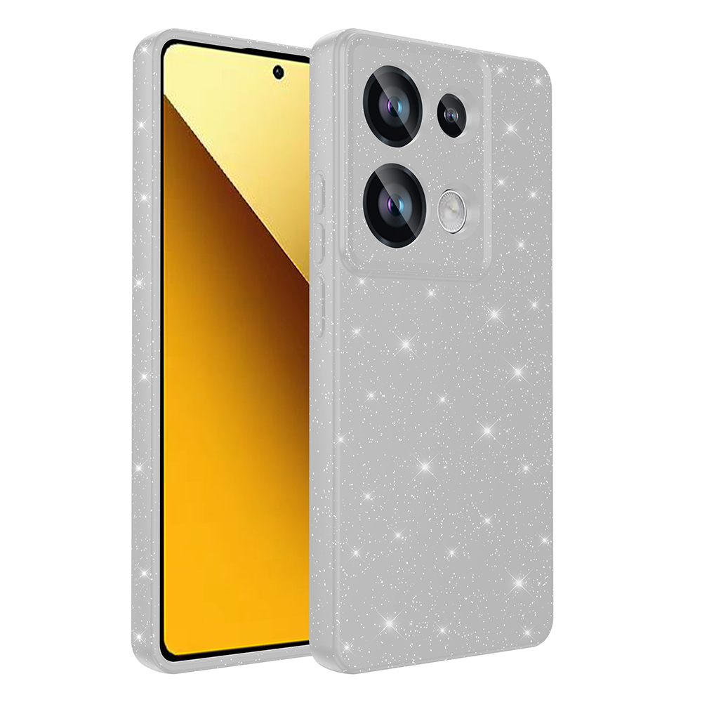 Xiaomi Uyumlu  Redmi Note 13 Pro 4G Kılıf Kamera Korumalı Simli Lüks Zore Koton Kapak-Beyaz