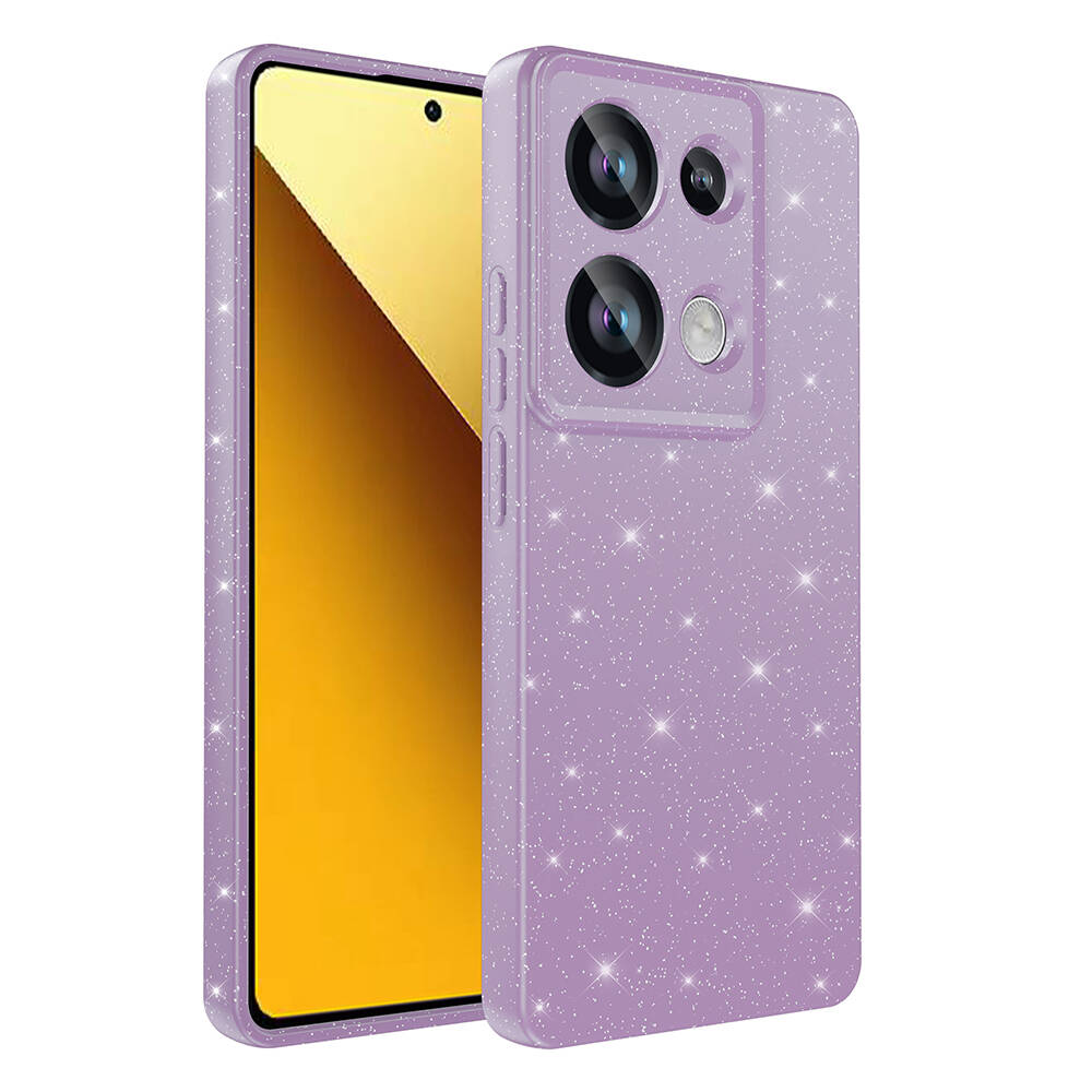 Xiaomi Uyumlu  Redmi Note 13 Pro 4G Kılıf Kamera Korumalı Simli Lüks Zore Koton Kapak-Lila