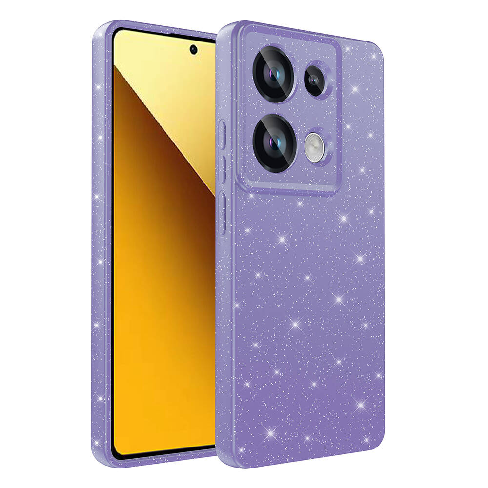 Xiaomi Uyumlu  Redmi Note 13 Pro 4G Kılıf Kamera Korumalı Simli Lüks Zore Koton Kapak-Mor