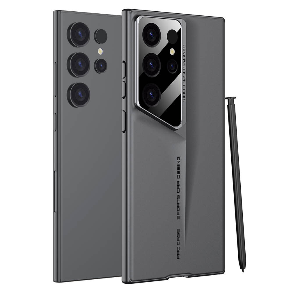 Galaxy Uyumlu S23 Ultra Kılıf Ultra İnce Kamera Korumalı Sert Rubber Zore Procase Kapak-Gri