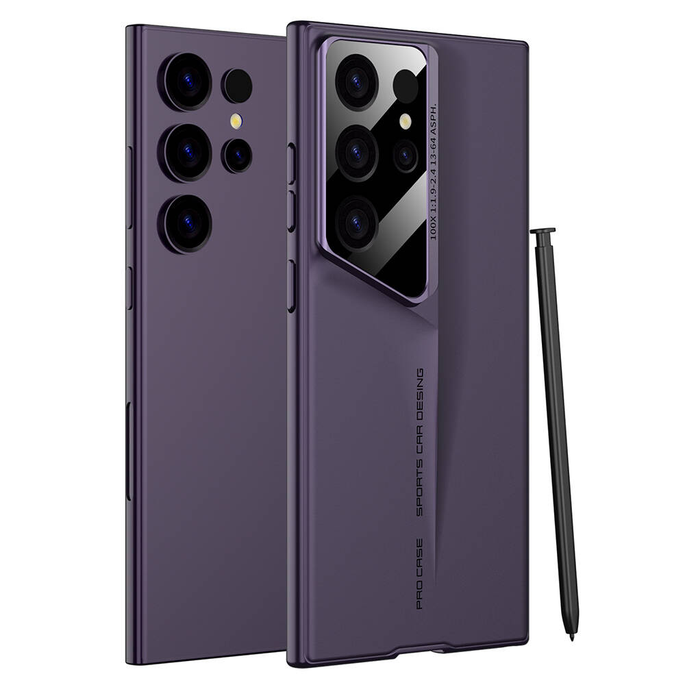 Galaxy Uyumlu S23 Ultra Kılıf Ultra İnce Kamera Korumalı Sert Rubber Zore Procase Kapak-Mor