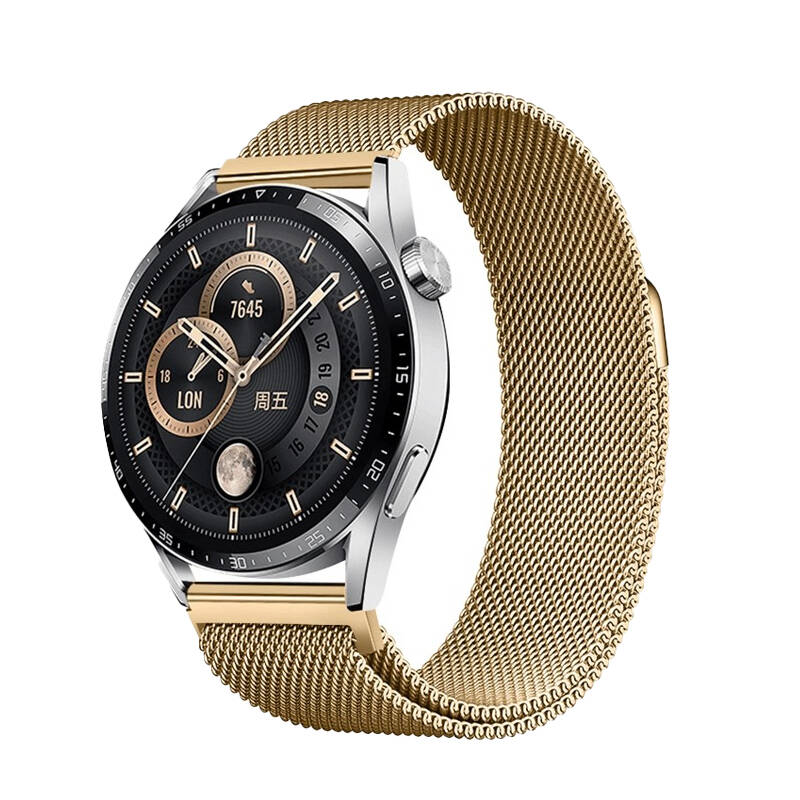 Xiaomi Uyumlu  Amazfit Pace Zore Band-12 22mm Metal Hasır Kordon-Gold