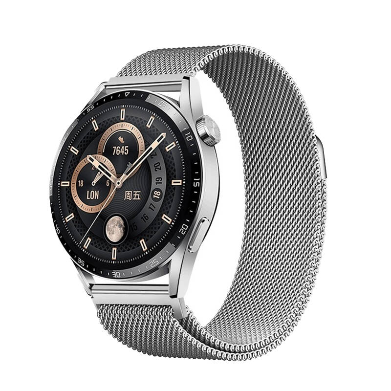 Xiaomi Uyumlu  Amazfit Pace Zore Band-12 22mm Metal Hasır Kordon-Gümüş