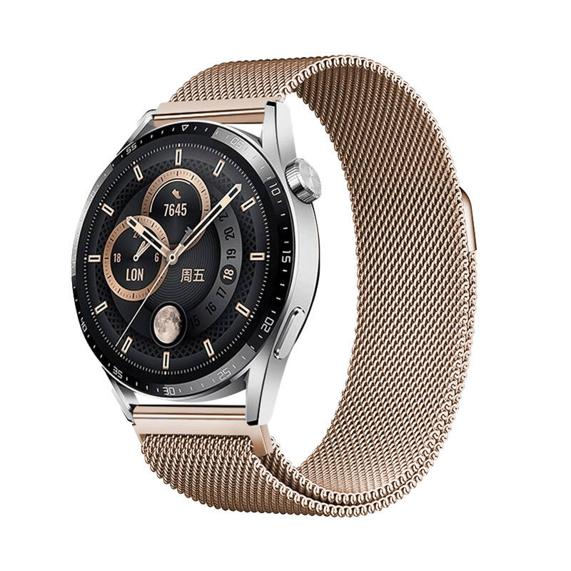Xiaomi Uyumlu  Amazfit Pace Zore Band-12 22mm Metal Hasır Kordon-Rose gold