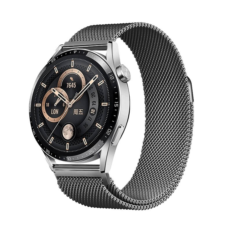 Huawei Uyumlu Honor Magic 2 46mm Zore Band-12 22mm Metal Hasır Kordon-Gri