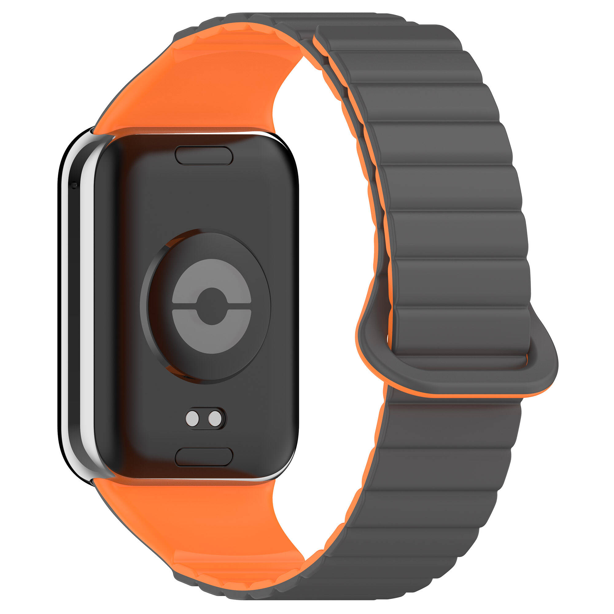 Xiaomi Uyumlu  Redmi Watch 4 Silikon Kordon Zore KRD-105 Strap Kayış-Gri-turuncu