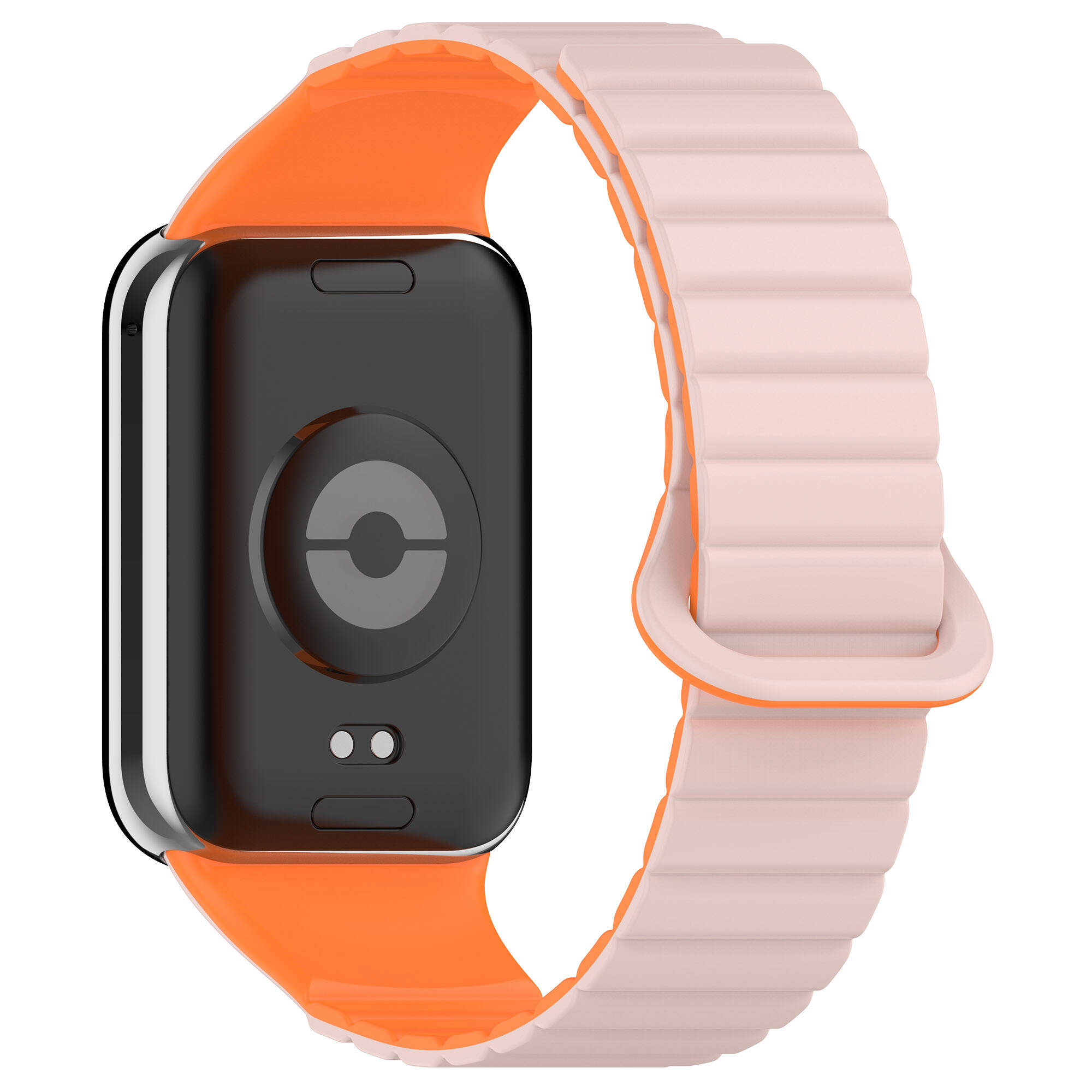 Xiaomi Uyumlu  Redmi Watch 4 Silikon Kordon Zore KRD-105 Strap Kayış-Pembe-turuncu