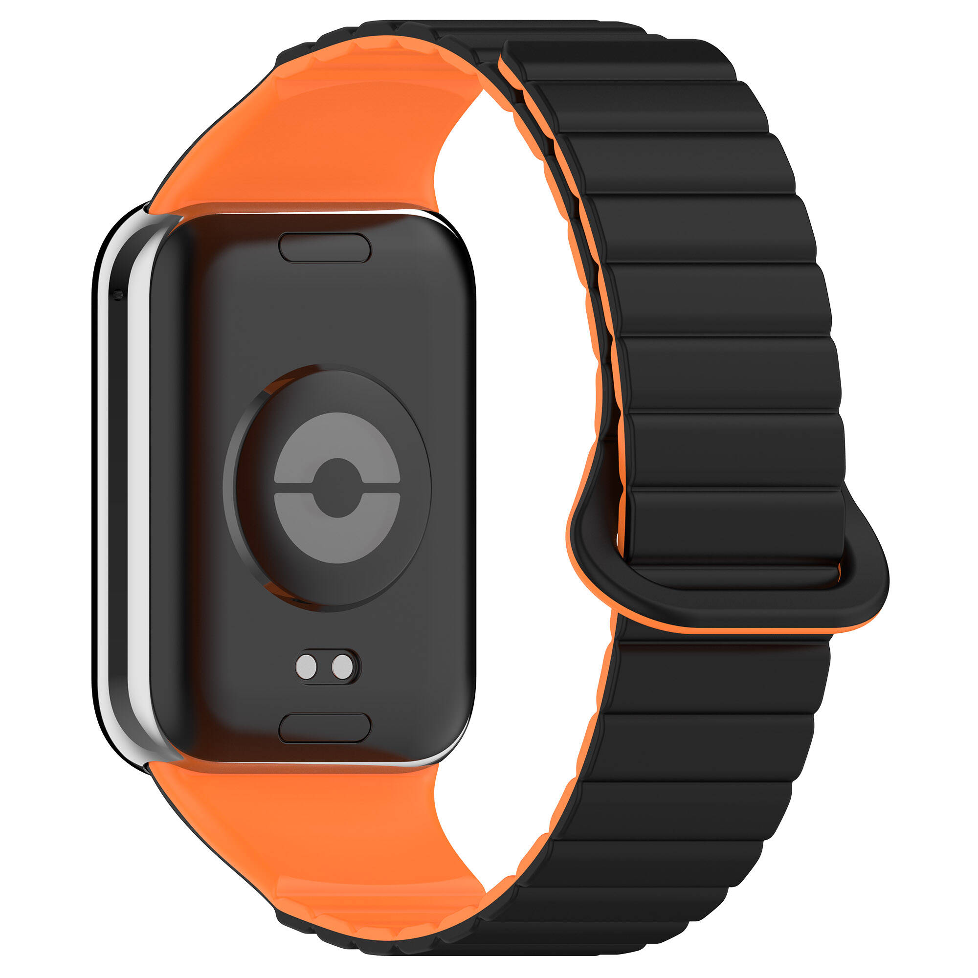 Xiaomi Uyumlu  Mi Band 8 Pro Silikon Kordon Zore KRD-105 Strap Kayış-Siyah-turuncu