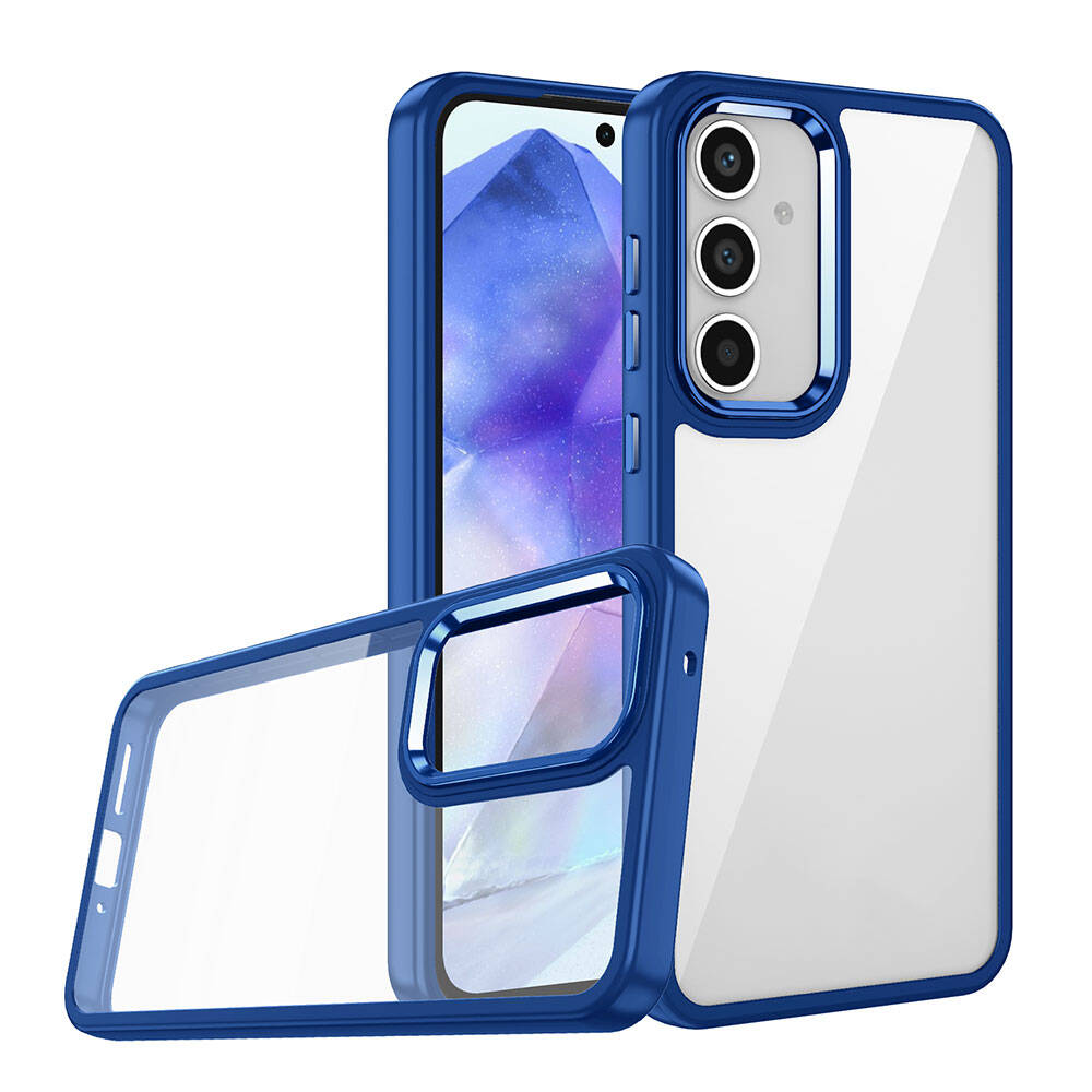 Galaxy Uyumlu A35 Kılıf Zore Flora Kapak-Mavi