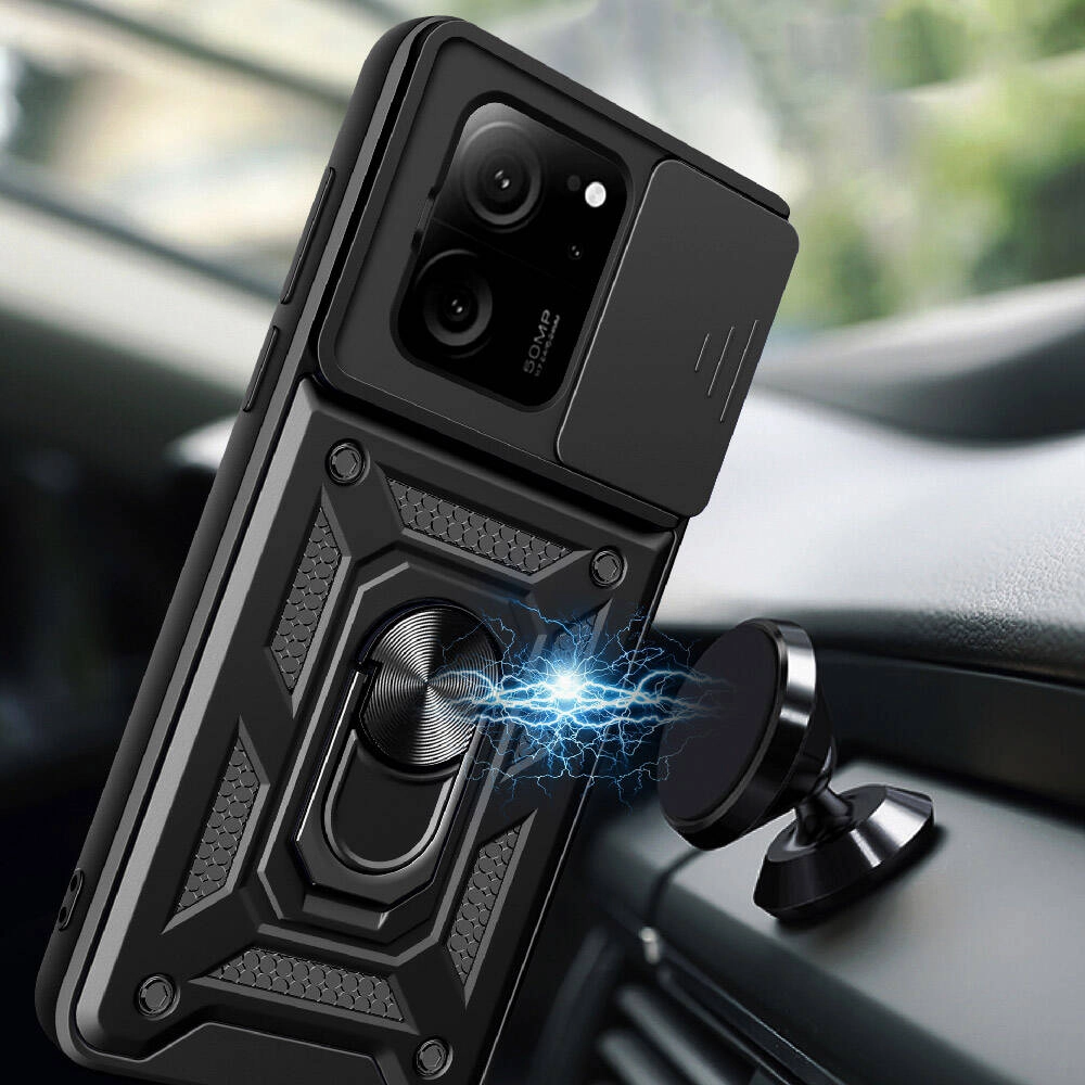 Xiaomi Uyumlu  Mi 13T Kılıf Magnetik Standlı Kamera Korumalı Zore Sürgülü Vega Kapak