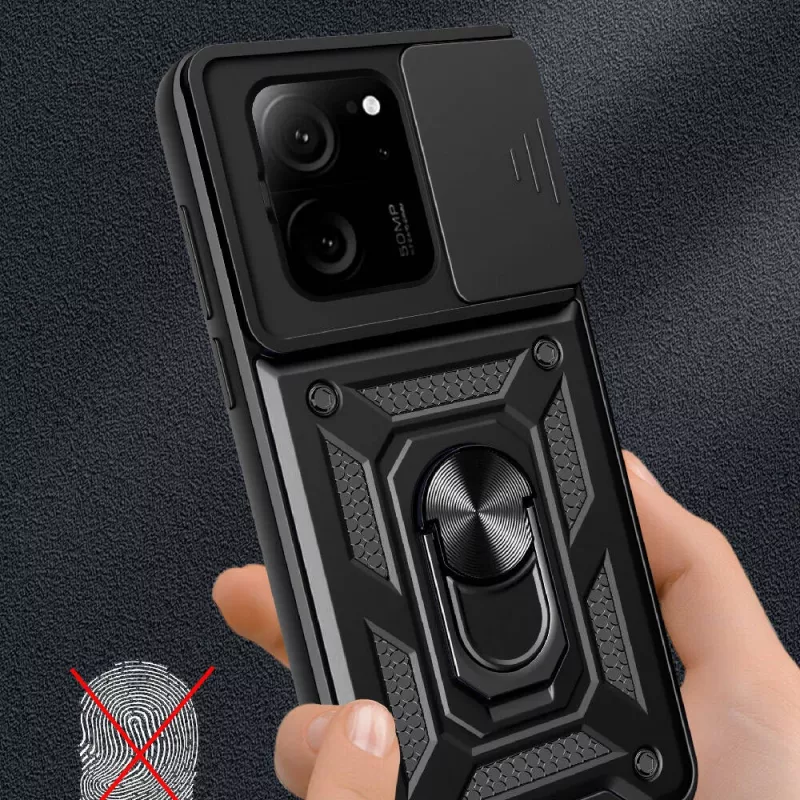 Xiaomi Uyumlu  Mi 13T Kılıf Magnetik Standlı Kamera Korumalı Zore Sürgülü Vega Kapak