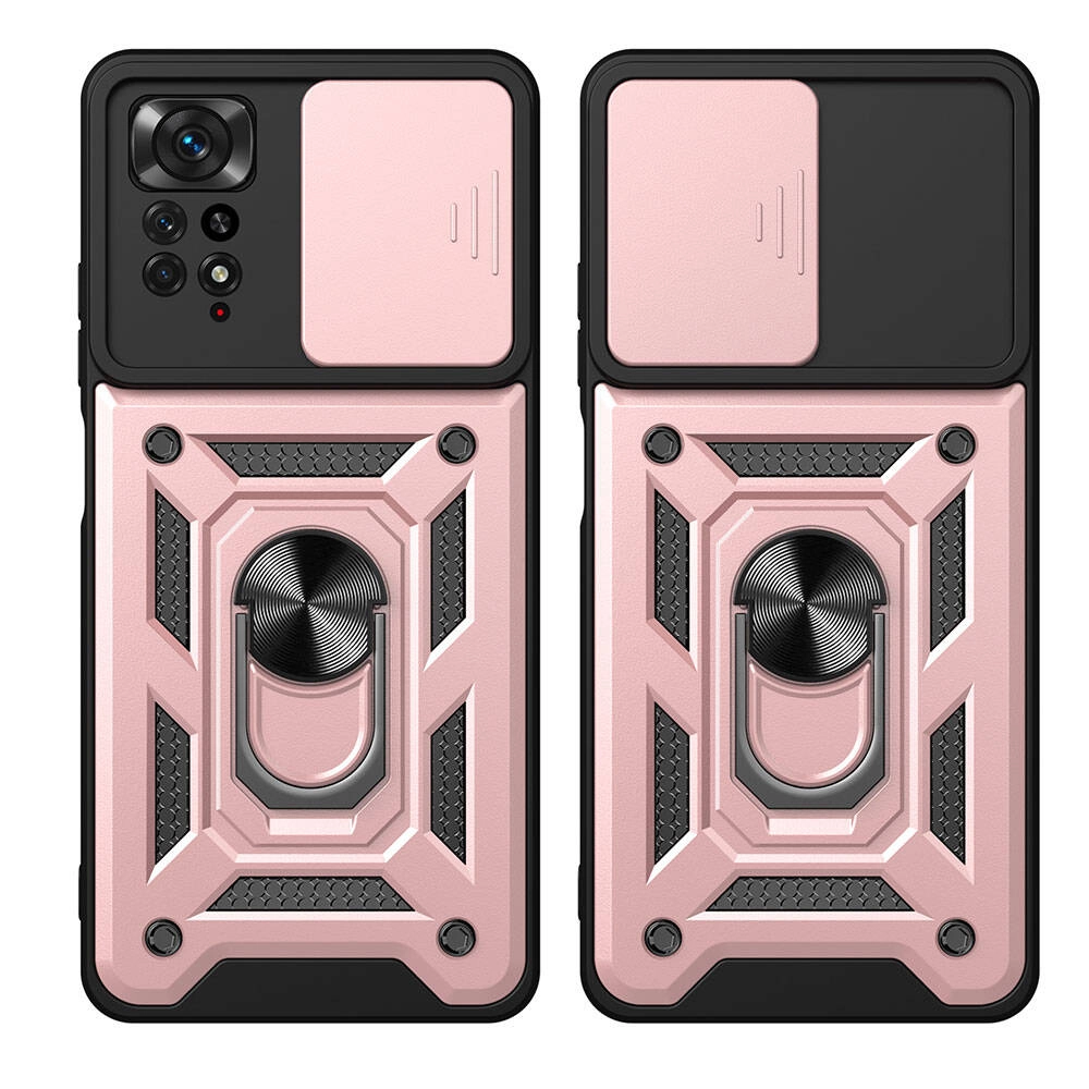 Xiaomi Uyumlu  Redmi Note 11 Pro 4G Kılıf Magnetik Standlı Kamera Korumalı Zore Sürgülü Vega Kapak