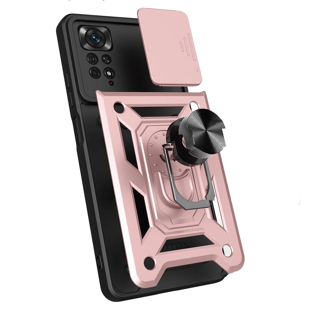 Xiaomi Uyumlu  Redmi Note 11 Pro 4G Kılıf Magnetik Standlı Kamera Korumalı Zore Sürgülü Vega Kapak