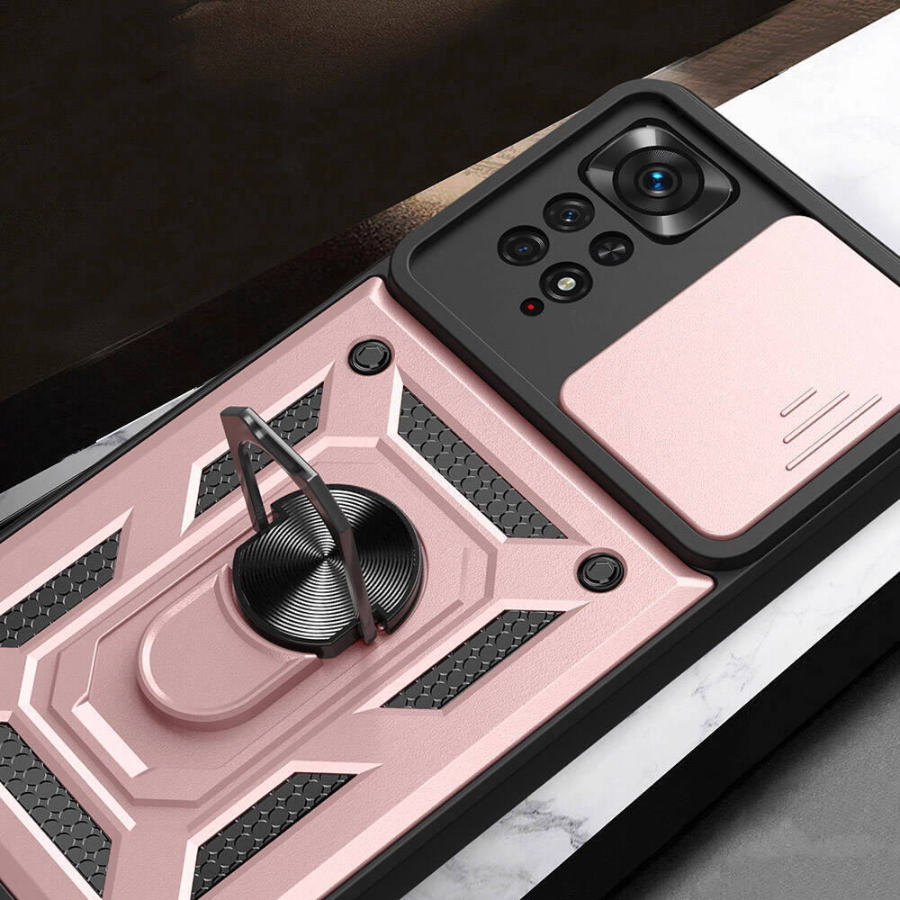 Xiaomi Uyumlu  Redmi Note 11 Pro 4G Kılıf Magnetik Standlı Kamera Korumalı Zore Sürgülü Vega Kapak