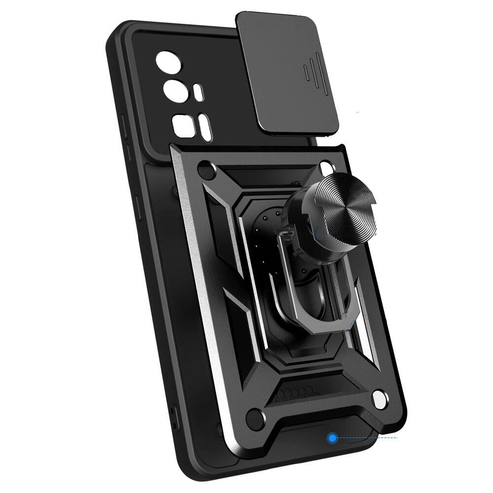 Xiaomi Uyumlu  Poco F5 Pro Kılıf Magnetik Standlı Kamera Korumalı Zore Sürgülü Vega Kapak