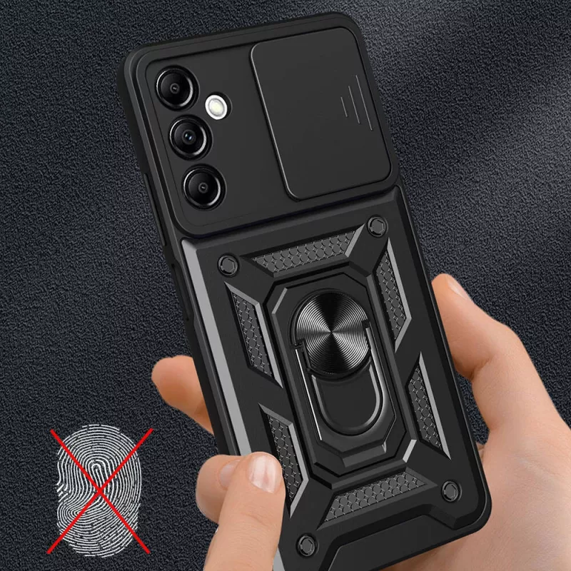 Galaxy Uyumlu A14 Kılıf Magnetik Standlı Kamera Korumalı Zore Sürgülü Vega Kapak