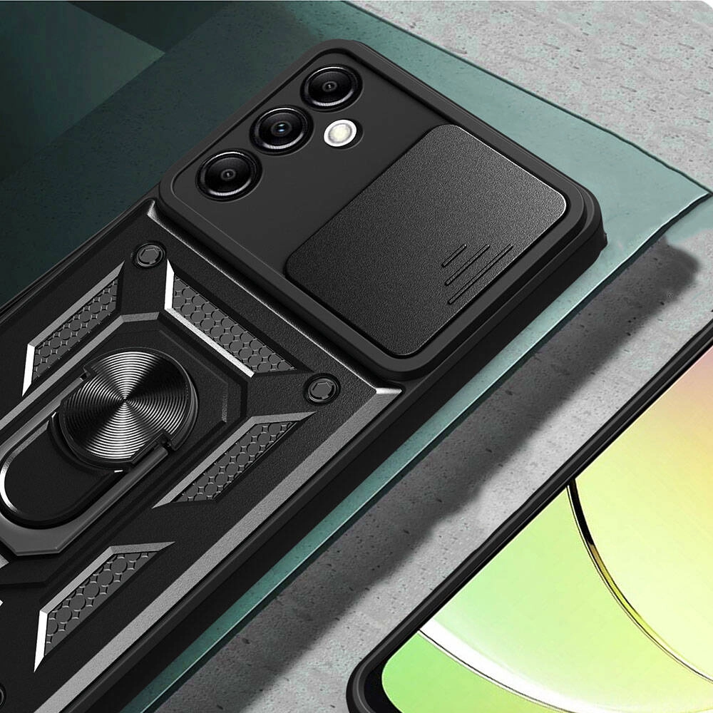 Galaxy Uyumlu A14 Kılıf Magnetik Standlı Kamera Korumalı Zore Sürgülü Vega Kapak