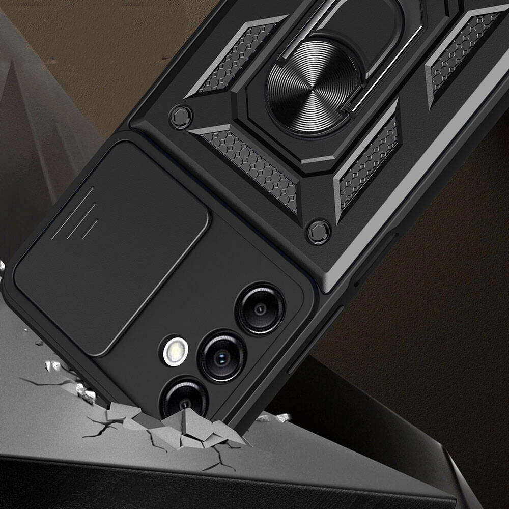 Galaxy Uyumlu A14 Kılıf Magnetik Standlı Kamera Korumalı Zore Sürgülü Vega Kapak