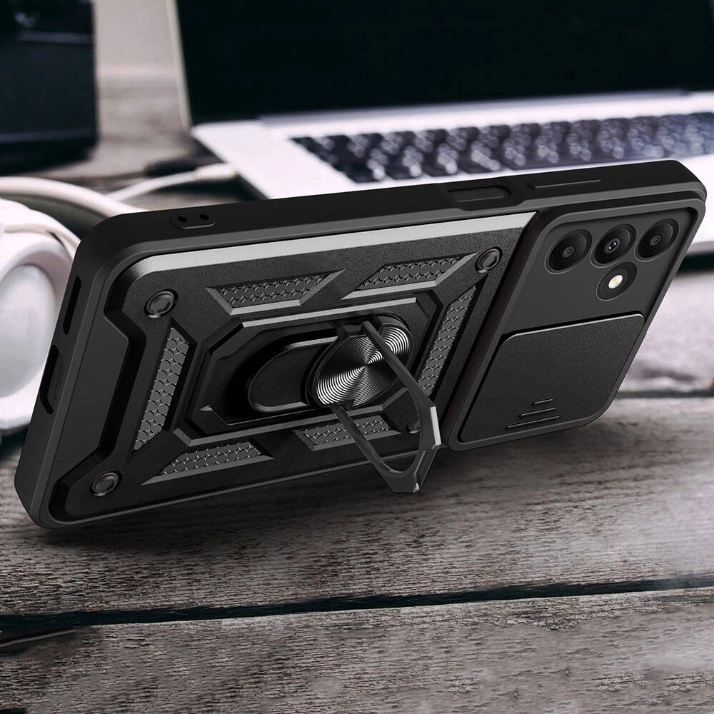 Galaxy Uyumlu A15 Kılıf Magnetik Standlı Kamera Korumalı Zore Sürgülü Vega Kapak