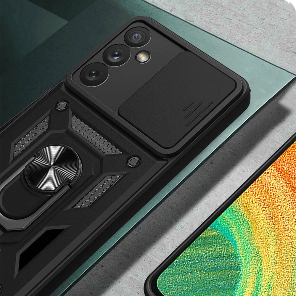 Galaxy Uyumlu A34 Kılıf Magnetik Standlı Kamera Korumalı Zore Sürgülü Vega Kapak