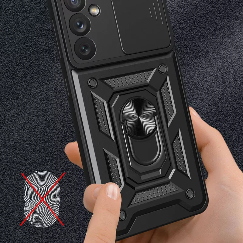 Galaxy Uyumlu A34 Kılıf Magnetik Standlı Kamera Korumalı Zore Sürgülü Vega Kapak