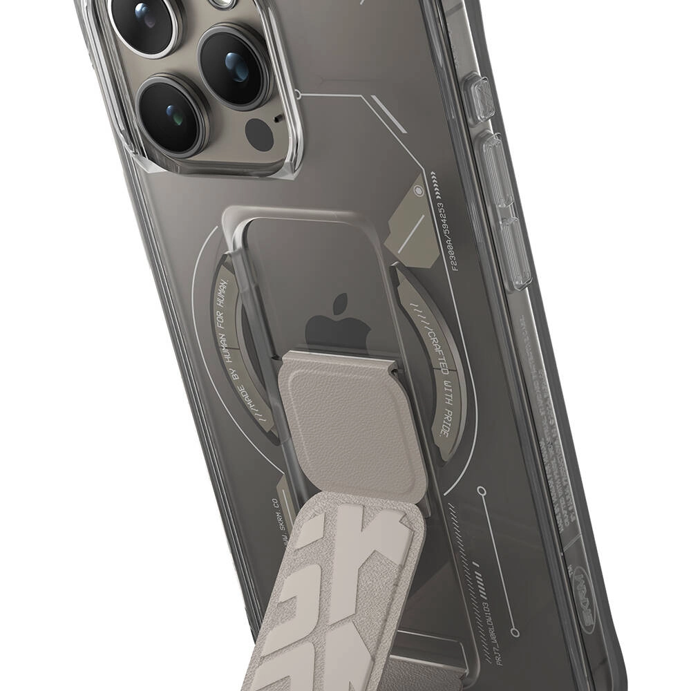 iPhone Uyumlu 15 Pro Kılıf M-safe Şarj Özellikli Teknoloji Desenli Standlı Skinarma Helio Kapak