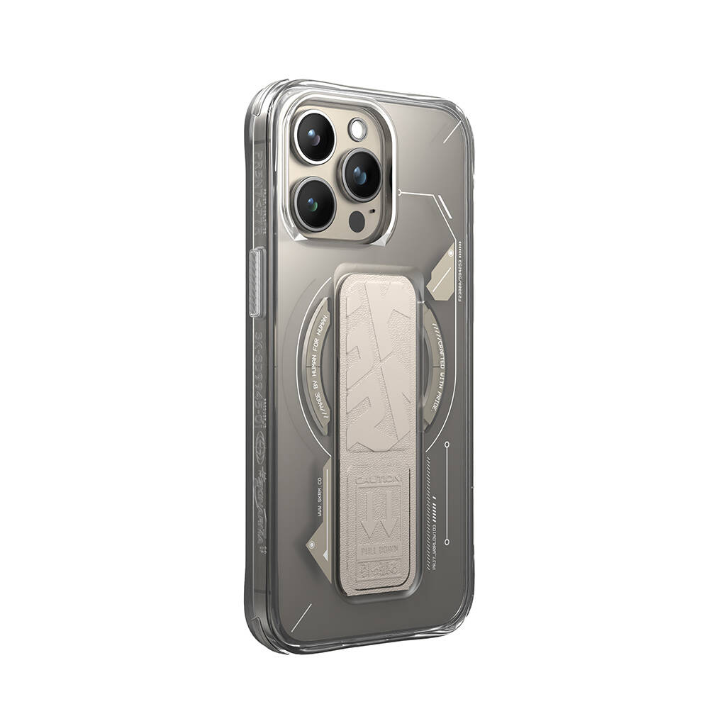iPhone Uyumlu 15 Pro Max Kılıf M-safe Şarj Özellikli Teknoloji Desenli Standlı Skinarma Helio Kapak