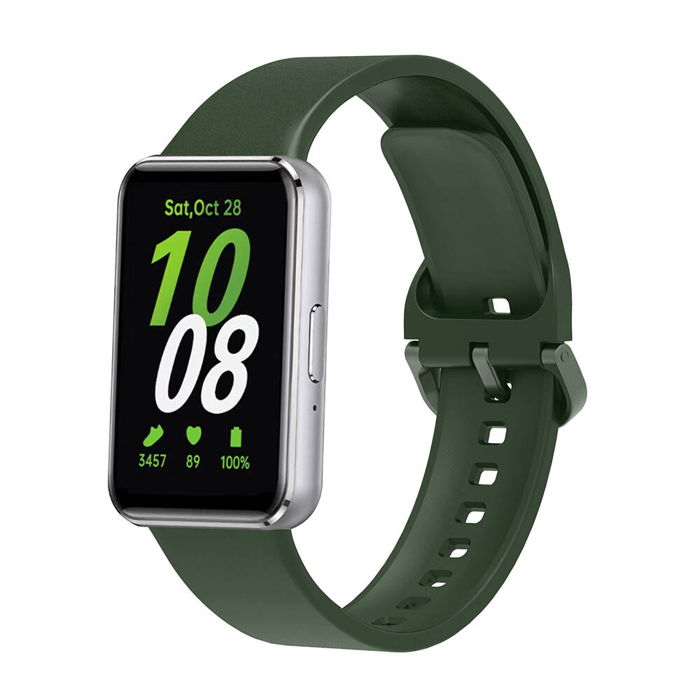Galaxy Uyumlu Fit 3 Silikon Kordon Zore KRD-110 Strap Kayış-Koyu yeşil