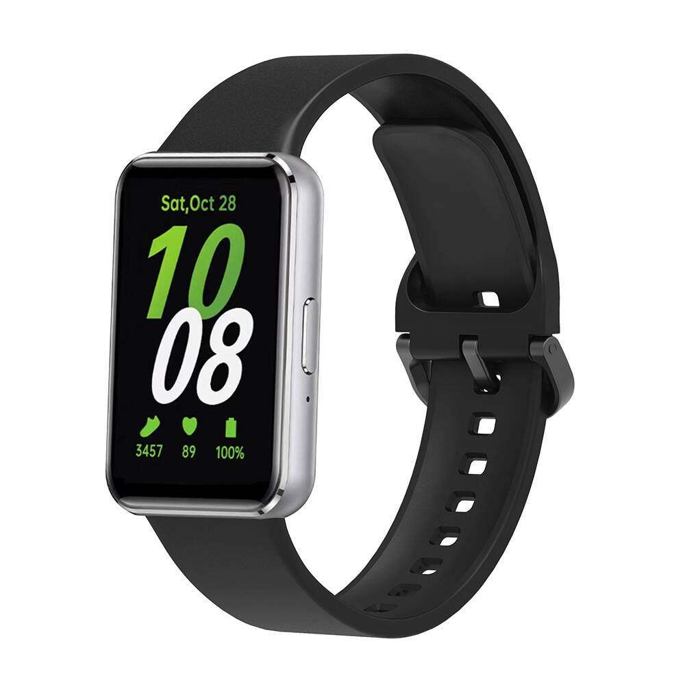 Galaxy Uyumlu Fit 3 Silikon Kordon Zore KRD-110 Strap Kayış-Siyah