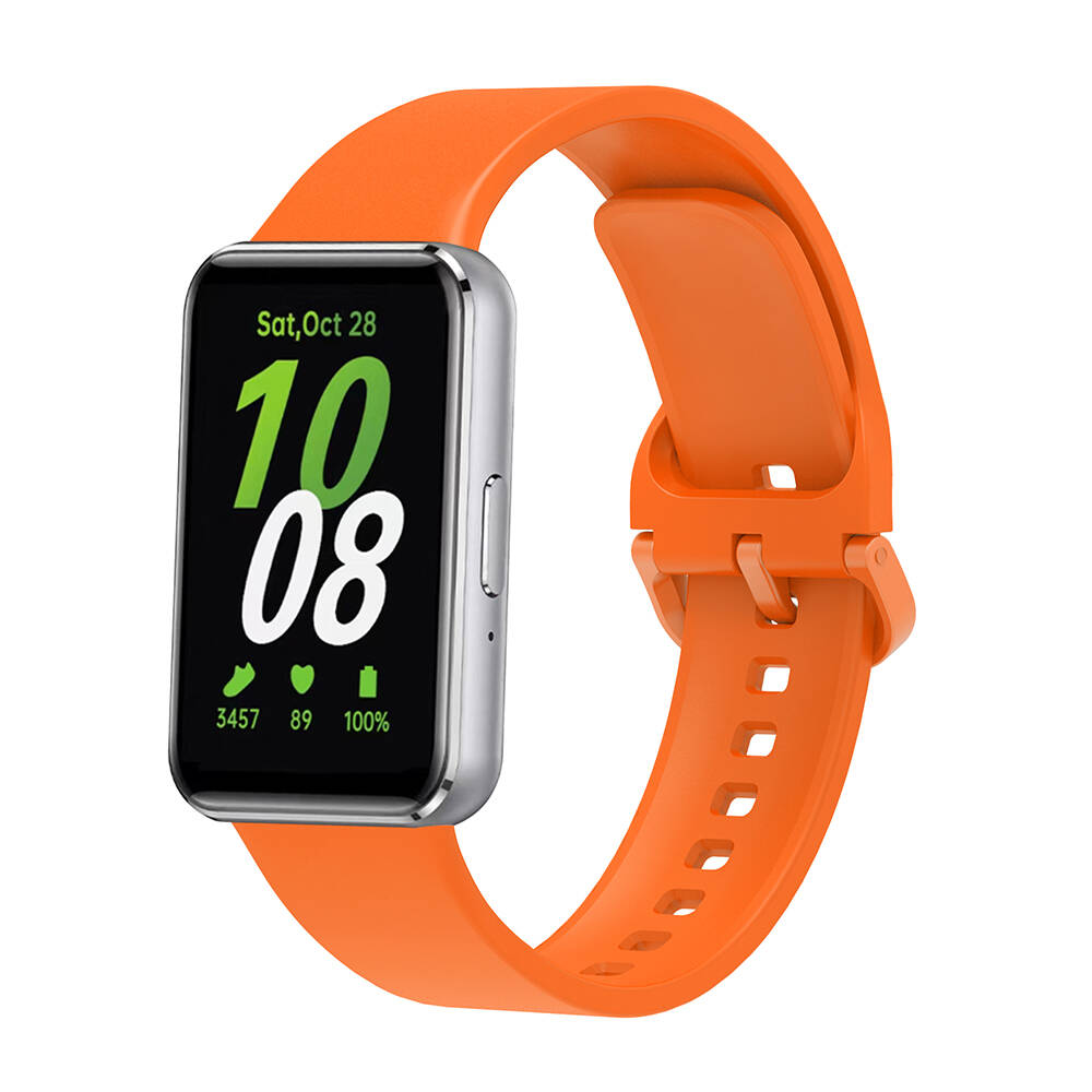 Galaxy Uyumlu Fit 3 Silikon Kordon Zore KRD-110 Strap Kayış-Turuncu
