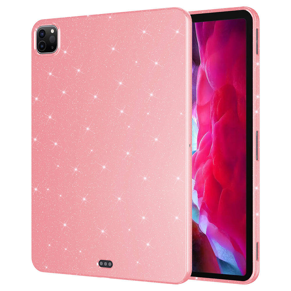 iPad Uyumlu Pro 11 2020 (2.Nesil) Simli Parlak Görünümlü Zore Tablet Koton Kılıf-Pembe
