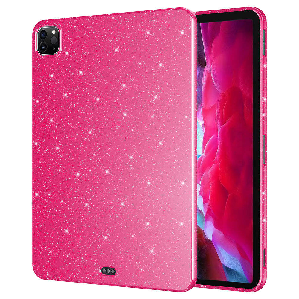 iPad Uyumlu Pro 11 2018 Simli Parlak Görünümlü Zore Tablet Koton Kılıf-Pembe koyu