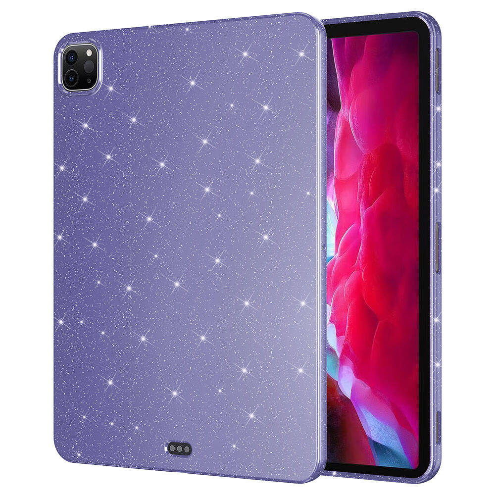 iPad Uyumlu Pro 11 2022 M2 Simli Parlak Görünümlü Zore Tablet Koton Kılıf-Derin mor