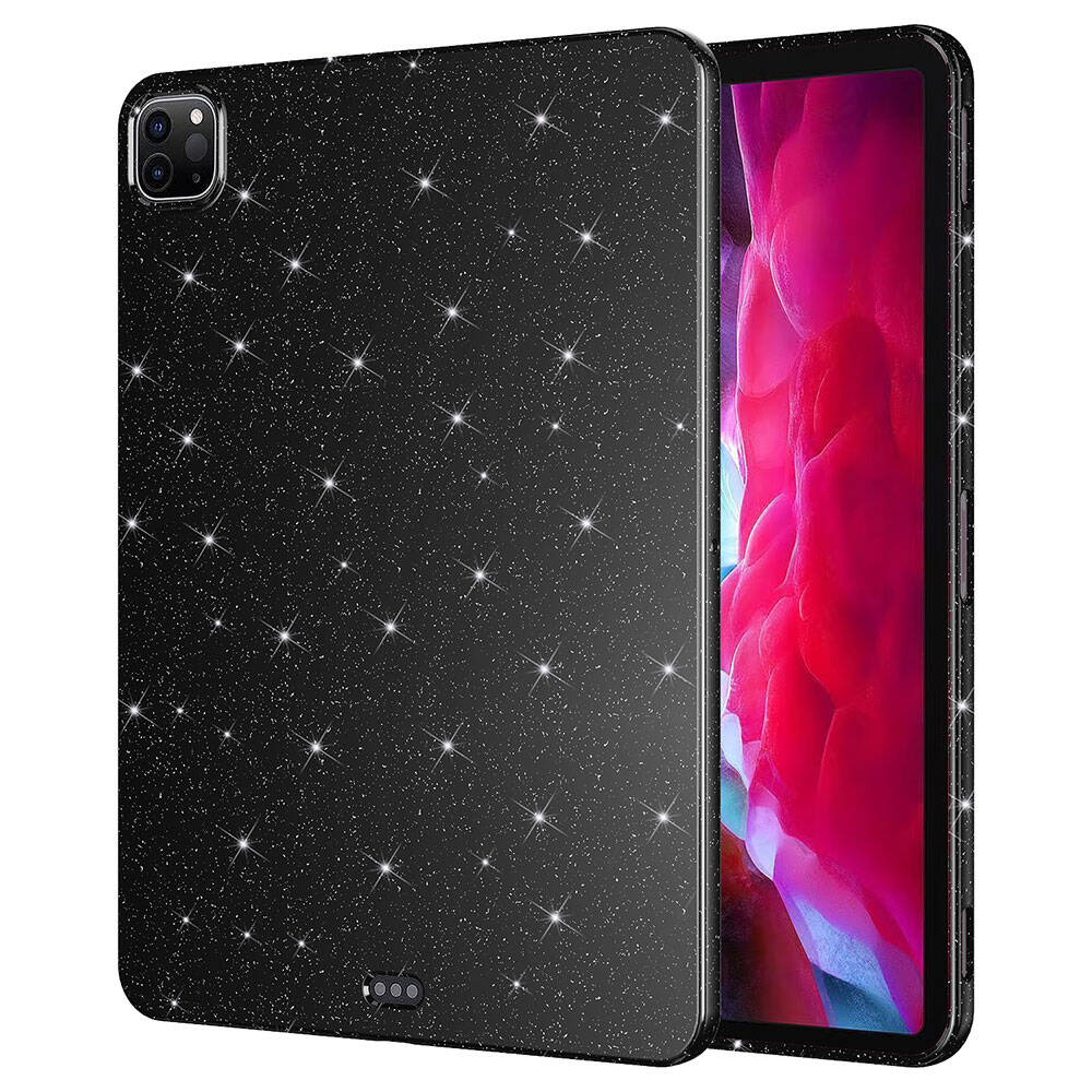 iPad Uyumlu Pro 11 2022 M2 Simli Parlak Görünümlü Zore Tablet Koton Kılıf-Siyah