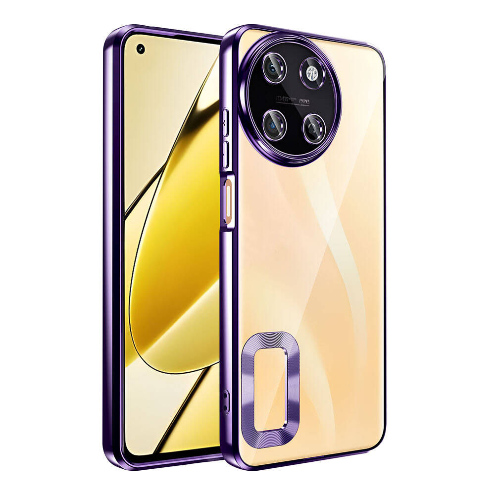 Realme 11 4G Kılıf Kamera Korumalı Logo Gösteren Zore Omega Kapak-Derin mor