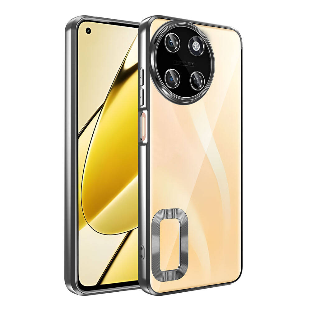 Realme 11 4G Kılıf Kamera Korumalı Logo Gösteren Zore Omega Kapak-Siyah